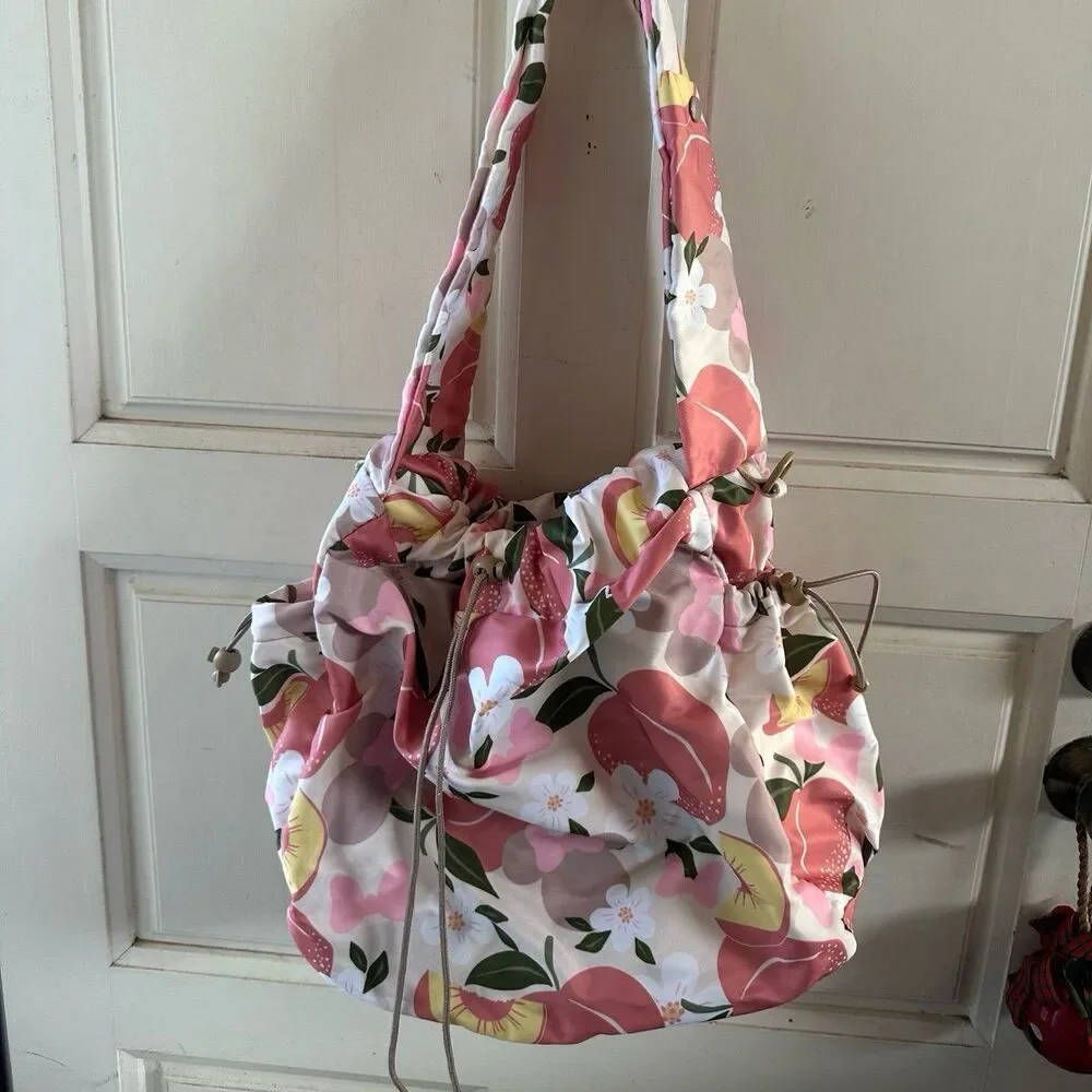 Disney Bioworld Minnie Mouse Peach Hydration Multi-Use Travel Drawstring Tote